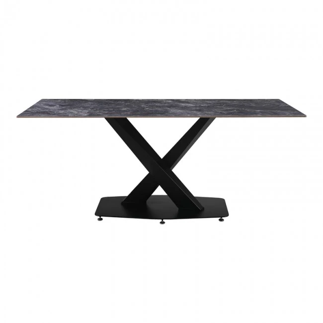 Kitchen table Tafel pakoworld sintered black stone with black metal legs 180x90x76cm