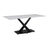 Kitchen table Tafel pakoworld sintered white stone with black metal legs 180x90x76cm