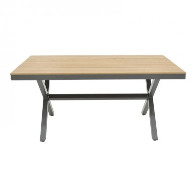 Thorio pakoworld plywood table in natural shade and grey aluminum leg 160x90x75cm