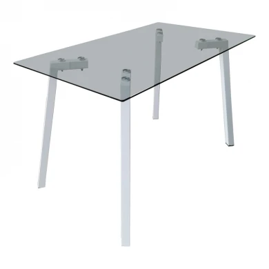 Titta table pakoworld glass top with white metal legs 120x70x75cm