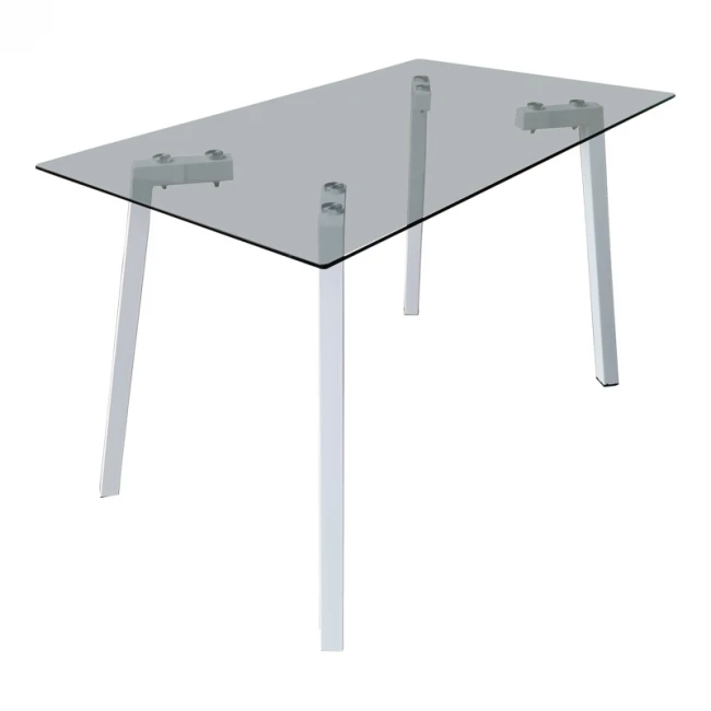 Titta table pakoworld glass top with white metal legs 120x70x75cm