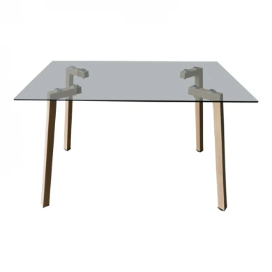 Titta table pakoworld glass top with metal legs in natural shade 120x70x75cm
