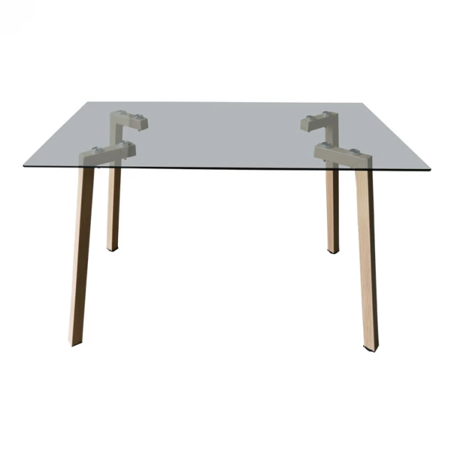 Titta table pakoworld glass top with metal legs in natural shade 120x70x75cm