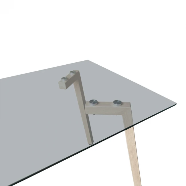 Titta table pakoworld glass top with metal legs in natural shade 120x70x75cm
