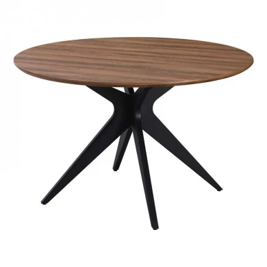 Toda pakoworld mdf table in walnut shade with black metal legs Φ120x75cm
