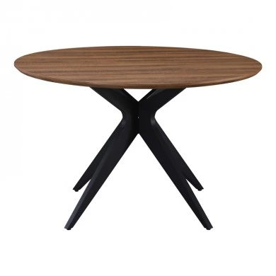 Toda pakoworld mdf table in walnut shade with black metal legs Φ120x75cm