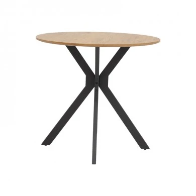 Table Xuson pakoworld natural mdf-black metal legs D80x75cm