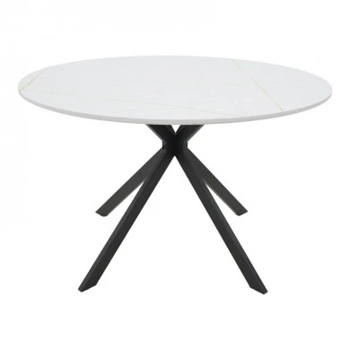 Table Xuson pakoworld white marble color top-black metal legs D120x75cm