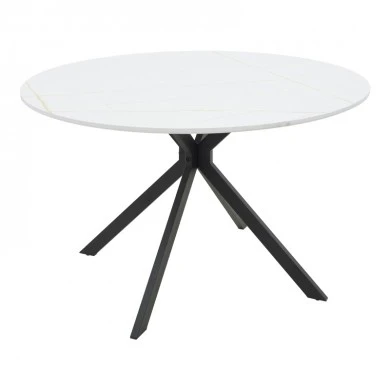 Table Xuson pakoworld white marble color top-black metal legs D120x75cm