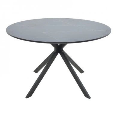 Table Xuson pakoworld black marble color top-black metal legs D120x75cm