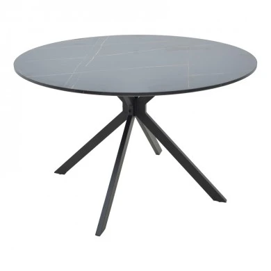 Table Xuson pakoworld black marble color top-black metal legs D120x75cm