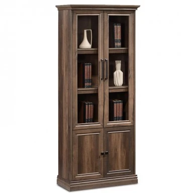 Bookcase Mozart pakoworld with glass walnut 78.5x38x188cm