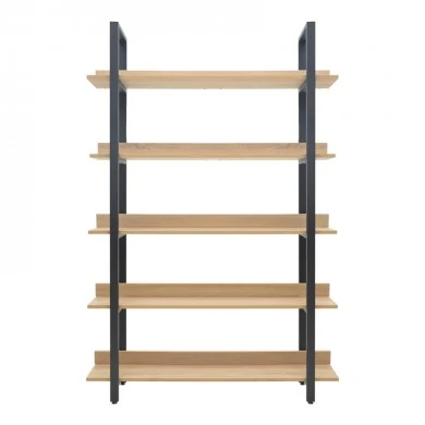 Almond pakoworld bookcase in oak-black shade 120x29x185cm
