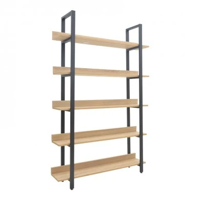 Almond pakoworld bookcase in oak-black shade 120x29x185cm