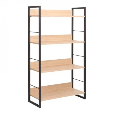 Bookcase Dorfie pakoworld in natural color with black metal 70x30x124.5cm