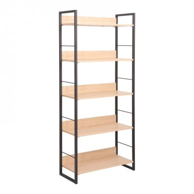Bookcase Dorfie pakoworld in natural color with black metal 70x30x159cm