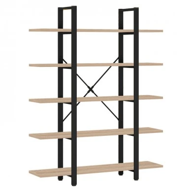 Bookcase Esthon pakoworld natural-black metal 120x32x184cm