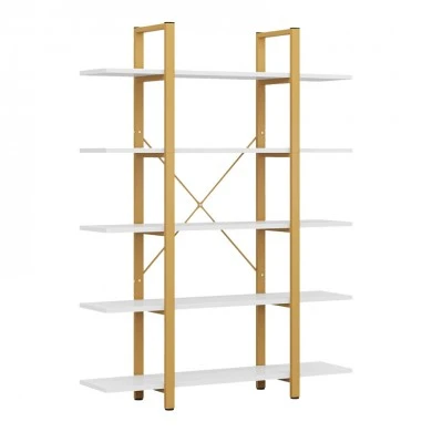 Esthon pakoworld bookcase in white marble finish with gold metal 120x32x180cm