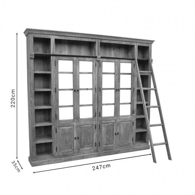 Library Librardy Inart lime wash solid mango wood 247x35x220cm