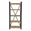 Bookcase Miles pakoworld solid mango wood natural-black 80x40x180cm