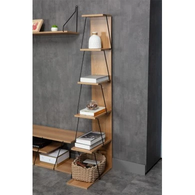 Bookcase mini Tars pakoworld sonoma- black 50x22x150cm