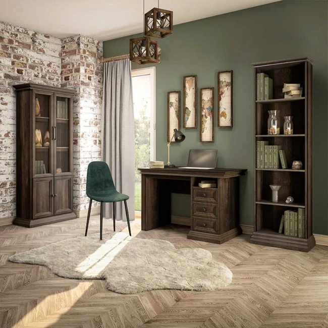 Bookcase Mozart pakoworld in walnut color 60x34,5x202,5cm