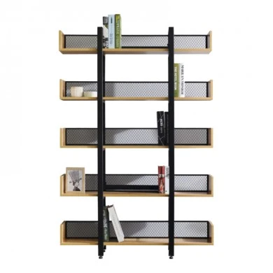 Musha pakoworld bookcase metal black with oak shade 120x27x185cm