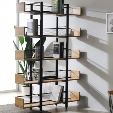 Musha pakoworld bookcase metal black with oak shade 120x27x185cm
