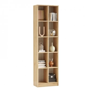 Oteca 10-seat bookcase pakoworld in oak 51.1x25.4x180cm