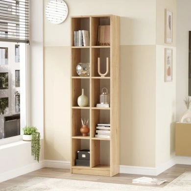 Oteca 10-seat bookcase pakoworld in oak 51.1x25.4x180cm