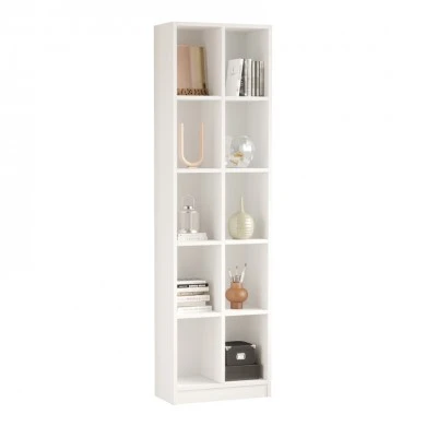 Oteca 10-seat bookcase pakoworld in white shade 51.1x25.4x180cm