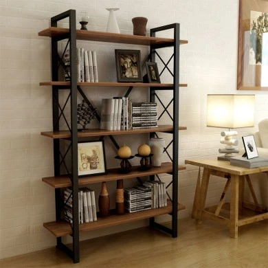 Bookcase Wook pakoworld walnut-black 90x34x180cm