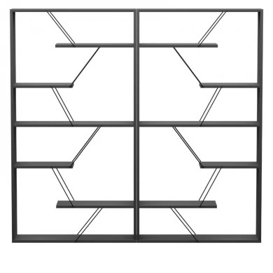 Bookcase Tars pakoworld dark grey-black 168x24x157cm