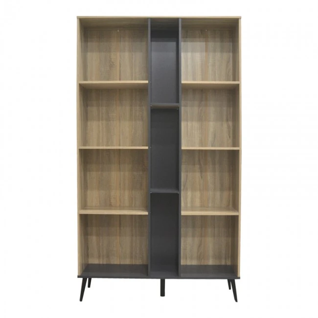 Bookcase Zezan pakoworld in sonoma-dark grey color 114x30x200.5cm