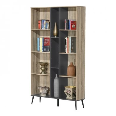 Bookcase Zezan pakoworld in sonoma-dark grey color 114x30x200.5cm