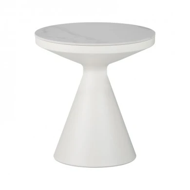 Side table Coozlin Inart white marble with white metal