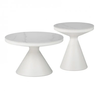 Side table Coozlin Inart white marble with white metal