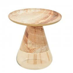 Coffe table Boundar Inart beige-gold metal-glass D50x49cm Coffe table Boundar Inart beige-gold metal-glass D50x49cm