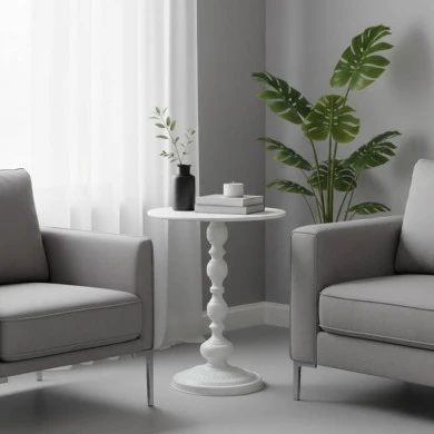 Anesor pakoworld metal side table in cream shade D40x52cm