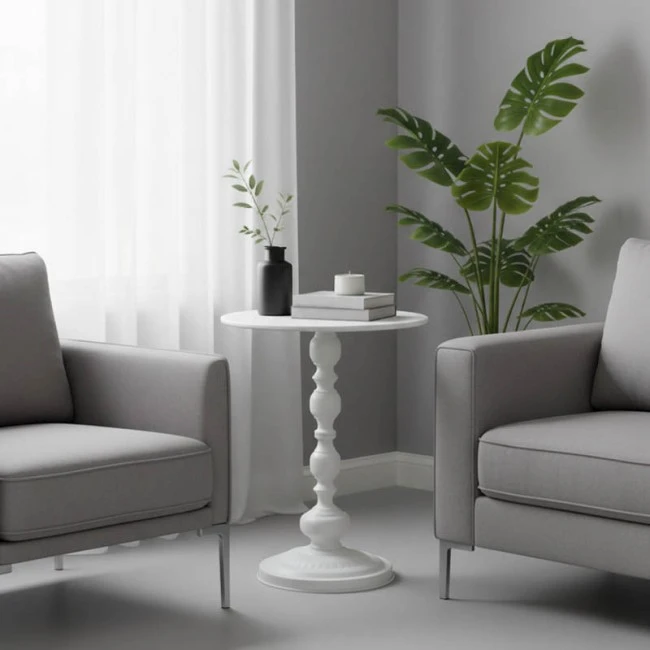 Anesor pakoworld metal side table in cream shade D40x52cm