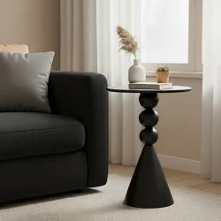 Side table Bilane pakoworld metal in black shade D39x60cm