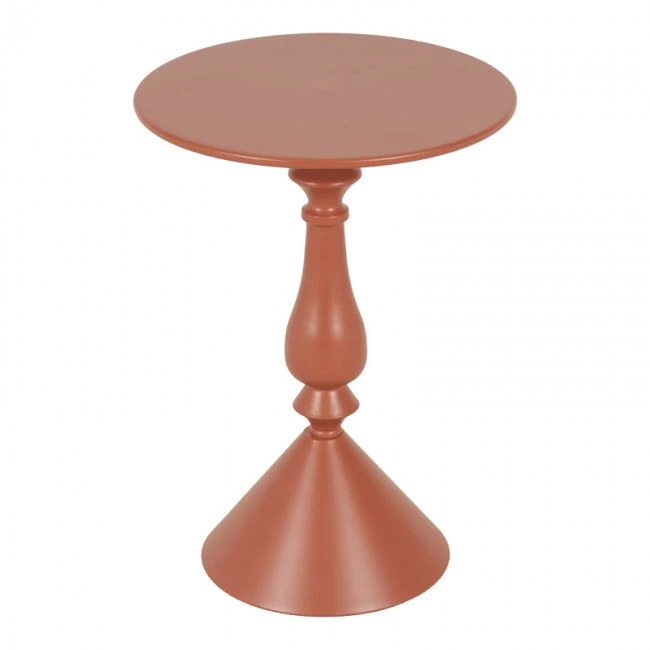 Βοηθητικό τραπέζι Lalou pakoworld μέταλλο σε απόχρωση terracotta Φ40x55εκ