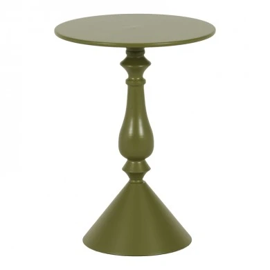 Lalou pakoworld metal side table in olive green shade D40x55cm