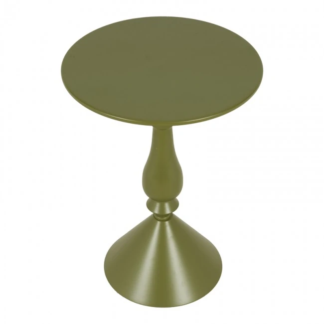Lalou pakoworld metal side table in olive green shade D40x55cm