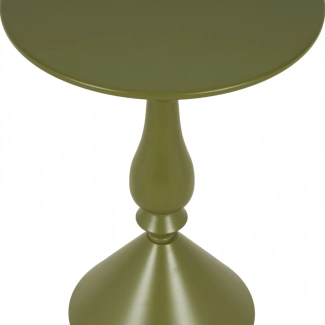 Lalou pakoworld metal side table in olive green shade D40x55cm
