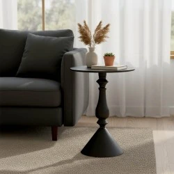 Lalou pakoworld metal side table in black shade D40x55cm
