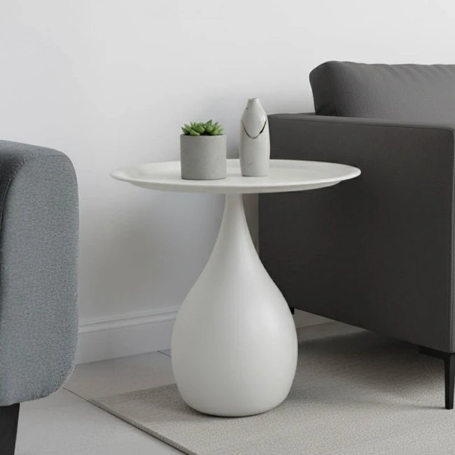 Βοηθητικό τραπέζι Samino pakoworld μέταλλο σε κρεμ απόχρωση Φ39x42εκ