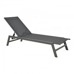 Boka pakoworld dark grey aluminum and textilene sun lounger in black shade 60x192x31cm