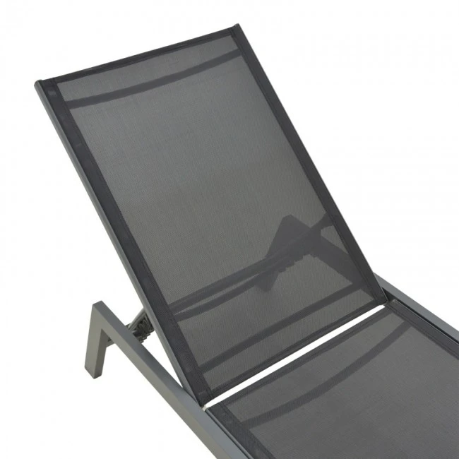 Boka pakoworld dark grey aluminum and textilene sun lounger in black shade 60x192x31cm
