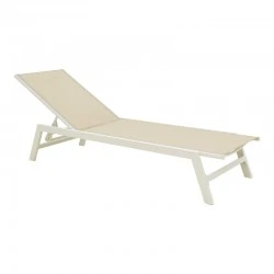 Boka pakoworld white aluminum and textilene deckchair in beige shade 60x192x31cm